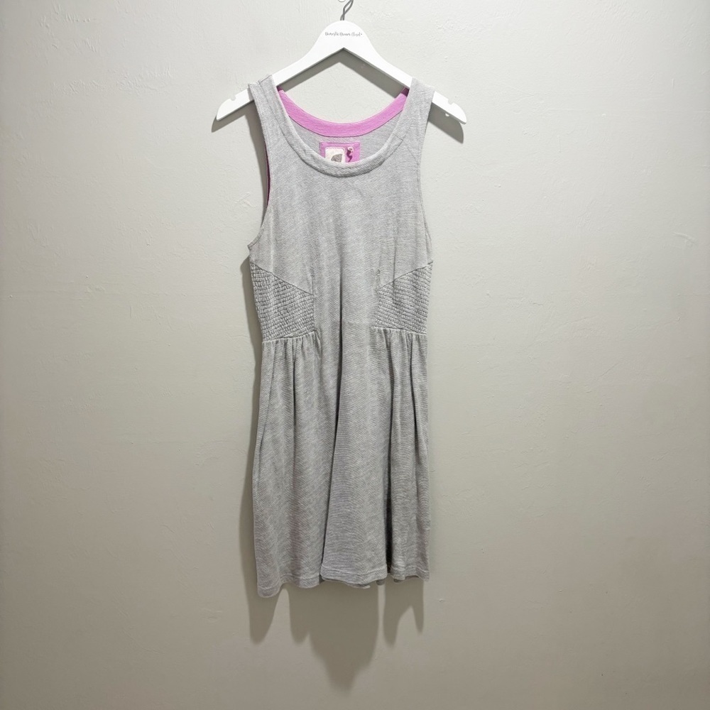 ANTHROPOLOGIE LILKA Women’s Gray Spacedye Smocked Fit & Flare Dress Pockets Sz M
